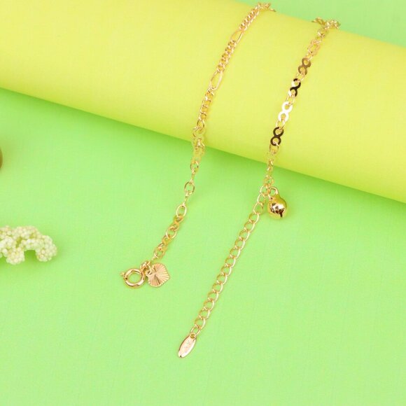 "Rose Gold Anklet with Floral & Charm Accents, XPAL1059 - Picture 11 of 12